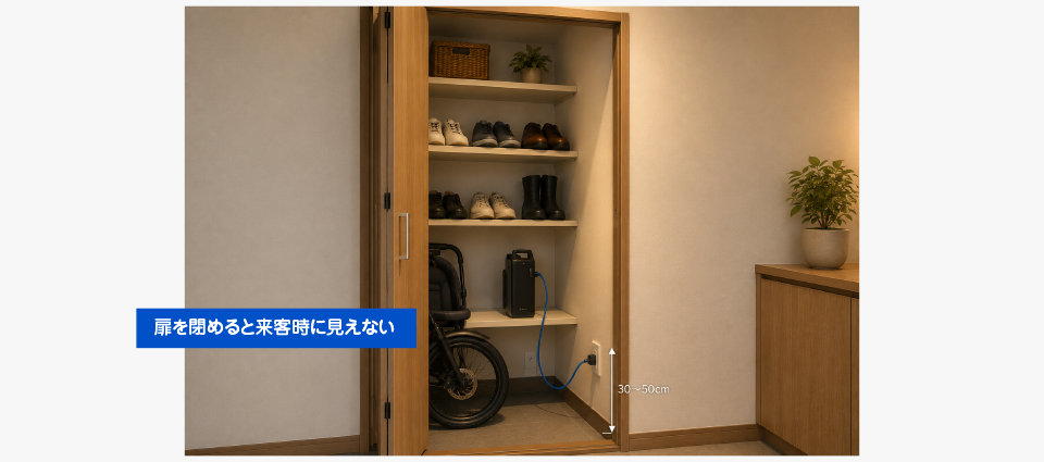 EV充電コンセントは玄関ではなく駐車場の近くに