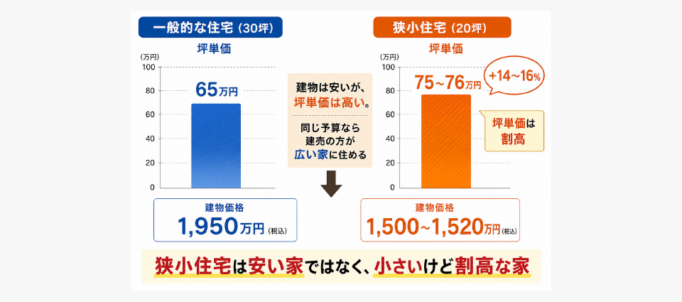 狭小住宅は坪単価が14〜16%割高になる