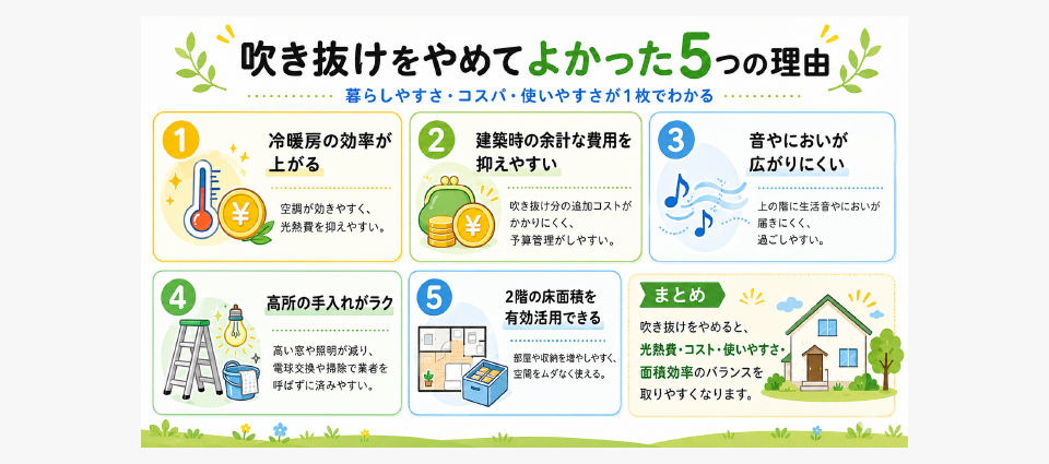 吹き抜けをやめてよかったと感じる5つの理由