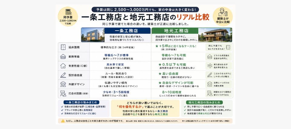 一条工務店をやめて工務店で建てたら何が変わる？同予算で徹底比較