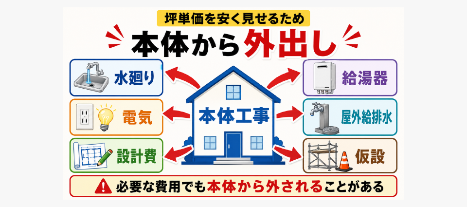 本体工事から「外出し」される項目