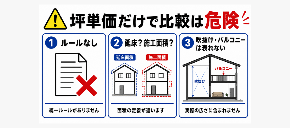 吹抜け・バルコニーは坪単価に表れない