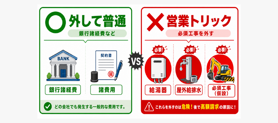 「外すのが普通」な項目と「営業トリック」の項目