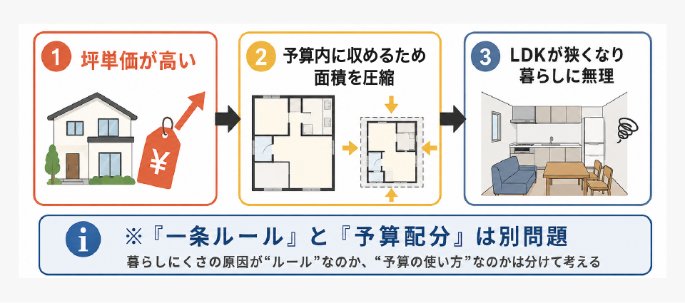 ②間取りの自由度が低い——「一条工務店ルール」と、もう一つの構造的な理由