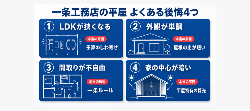 一条工務店の平屋で後悔しやすい人の共通点【まず結論】