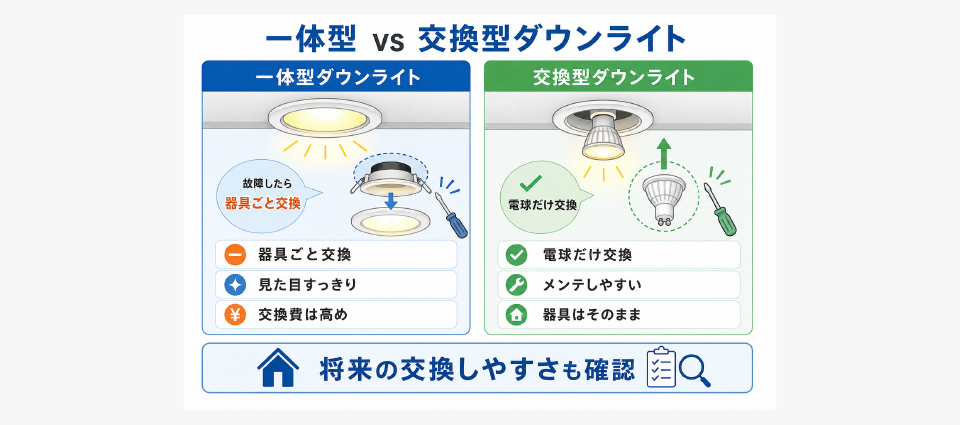 ダウンライトは「交換型」も検討する