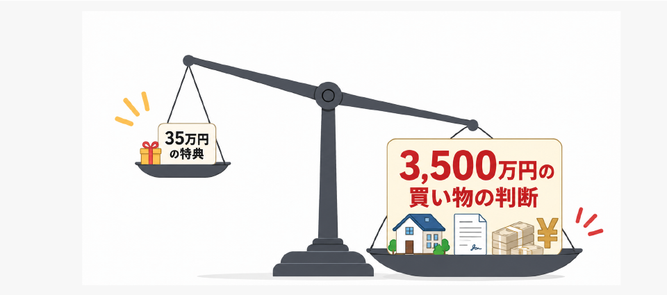 特典を先にもらうと、比較検討の目が曇る