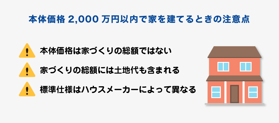 本体価格2,000万円以内で家を建てるときの注意点