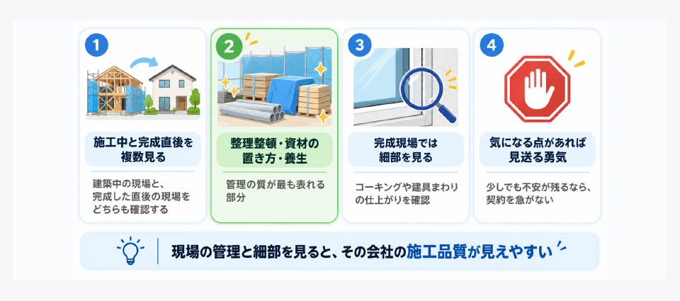 住宅の施工現場を見学するときに確認すべき4つのポイント